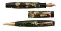 PARKER: Duofold Vest Pocket Fountain Pen and Propelling Pencil, Green and Black Pearl