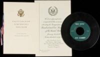 Invitation and Program for the inauguration of John F. Kennedy as President of the United States, with envelope, plus Frank Sinatra 45 rpm campaign record