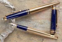 MONTBLANC: Meisterstück Ramses II Lapis and Vermeil 144 Fountain Pen & Ballpoint Pair