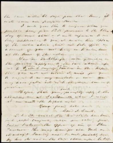 Autograph Letter Signed by David A. Smith, referring to his colleague Abraham Lincoln in an 1851 legal case