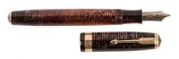 PARKER: Oversized Vacumatic Fountain Pen, Red Stripe, Gold-Filled Band