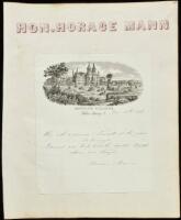 Autograph Sentiment Signed by Horace Mann, on Antioch College letterhead