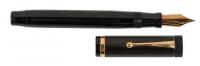 PARKER: No. 7 Lucky Curve Fountain Pen, Lined Black Hard Rubber, Huge Flex Nib