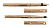 PARKER 105 Rolled Gold Bark Finish Fountain Pen and Rollerball Pair