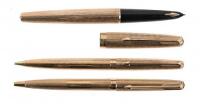 PARKER 61 "Presidential" 9K Gold Fountain Pen, Ballpoint and Propelling Pencil Set, Waterdrop Pattern