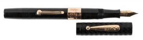 WATERMAN: No. 752 Chased Black Hard Rubber Lever-Filler Fountain Pen, 14K Gold Band