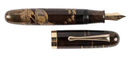 YOTSUBISHI: Peacock Maki-e and Raden Fountain Pen, Oversized, Rare