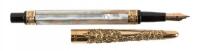 PARKER: No. 46 Taper Cap Eyedropper Fountain Pen, Abalone and Mother-of-Pearl Panels, Gold-Filled Repoussé, Rare