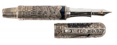 URSO: Mezuzah Sterling Silver and Blue Enamel Limited Edition Fountain Pen