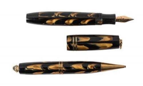 OSMIA: Supra Vest Pocket Fountain Pen and Propelling Pencil, Black and Bronze, Original Box