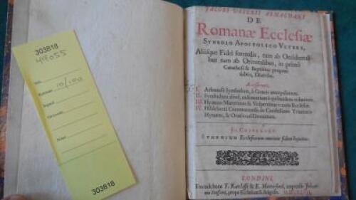 Jacobi Vsserii Armachani de Romanæ Ecclesiæ symbolo apostolico vetere aliisque fidei formulis, tum ab occidentalibus tum ab orientalibus, in primâ catechesi & baptismo proponi solitis, diatriba, accesserunt