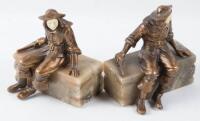 Pair of bronze pirate book ends