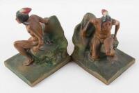 Pair of metal Indian brave bookends