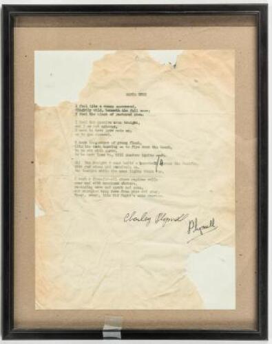 Santa Cruz - a typescript poem corrected and signed by the poet in ink