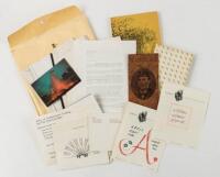 Two books of poetry, typescript correspondence, xerox poems, and ephemera from poet Ronald Johnson