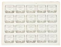 Uncut full sheet of 20 French 50 Sols Assignats - L'an 2me de la R&eacute;publique