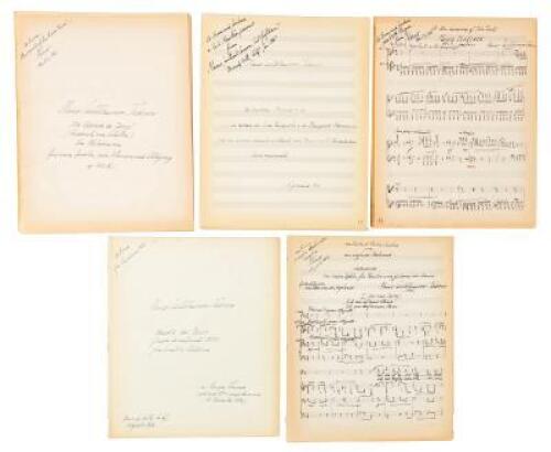 Six facsimile sheet music scores signed by the composer