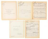 Six facsimile sheet music scores signed by the composer