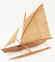 Six koa outrigger model boats