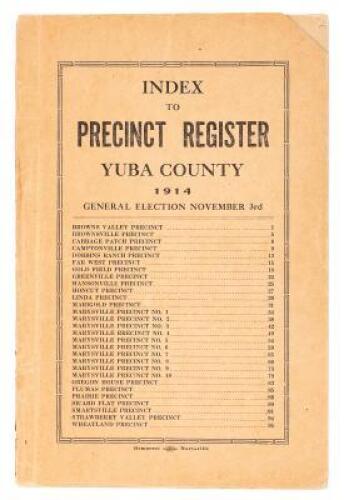 Index to Precinct Registers, Yuba County, 1914 - General Election November 3rd