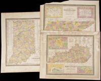 Three maps, Indiana, Kentucky and Tennessee