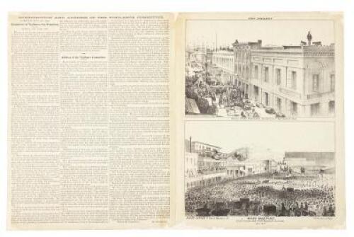 Fort Vigilant: Rooms of the Committee, Sacramento St. betn. Davis & Front [on sheet with] Mass Meeting Endorsing the Acts of the Vigilance Committee June 14th