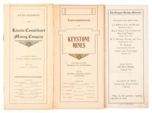 Lot of three mining company prospectuses