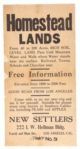 Homestead Lands broadside, Los Angeles
