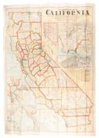 Scarborough's map of California, showing all counties, townships, cities, villages, post-offices, principal highways, railroads with stations and distances, inter-urban electric railways, government and state reservations, etc.