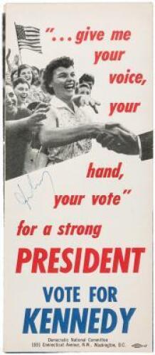 Campaign brochure signed by John F. Kennedy in ink