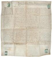 Manuscript Land Grant on vellum, signed by William Tyron as Governor of the Province of New York, for the town of Westminster in present Vermont