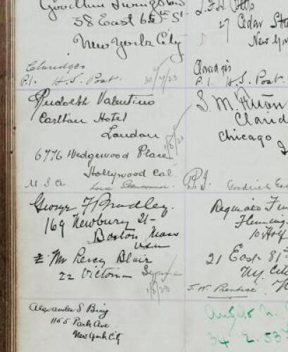 Customer registery of an exclusive Saville Row men's tailor, with approximately 4,000 signatures of his distinguished clientele, including Albert Einstein, Rudolph Valentino, and many others