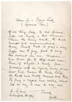 "Advice to a Proud Lady (Sydonia's Poem)" - Autograph poem, inscribed and signed by Countee Cullen