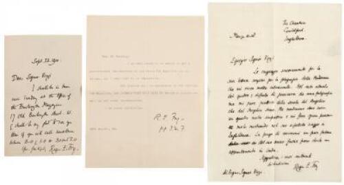 Three letters from English artist and art critic Roger Fry (1866-1934), two to Italian antiquities dealer Tom Virzi and one to Frank Gearing, assistant of American art collector Edward Perry Warren