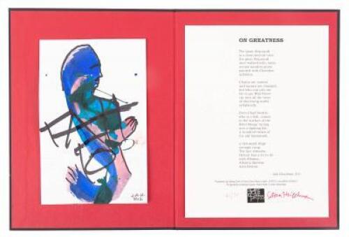 On Greatness - signed, letterpress poem with original painting by Jack Hirschman