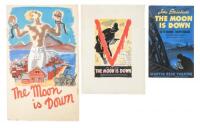 Eight original gouache paintings and three posters - variant trial versions of a theater poster for Oscar Serlin's play based on John Steinbeck's The Moon is Down