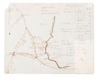 Manuscript Civil War era map, likely of Confederate origin, depicting portions of West Tennessee, Northern Alabama, and Mississippi