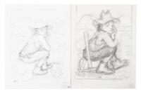 Two Pencil Studies for Beneath a Blue Umbrella