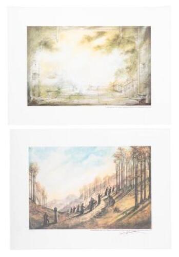 Three lithographs of Metropolitan Opera set designs