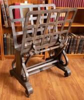 Wood antique print display rack on wheels