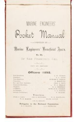 Marine Engineers Pocket Manual, Compiled by Marine Engineers' Beneficial Ass'n, No. 35, of San Francisco, Cal.