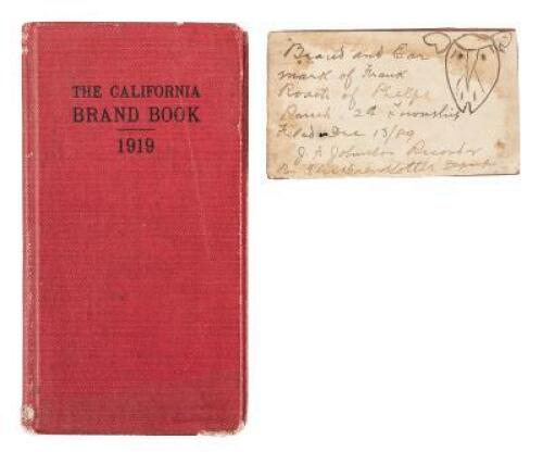 The California Brand Book 1919 [and] Copy of the Brand of Frank Roach of Phelps Farm