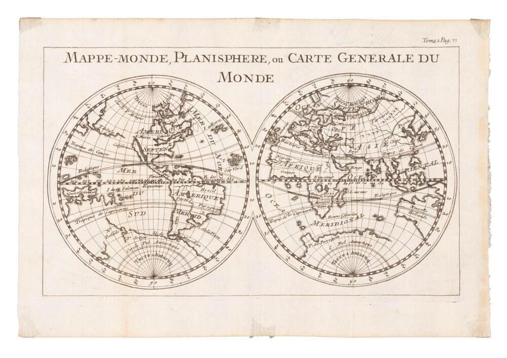 Planiphere Mappe-Monde, Planisphere ou Carte Generale du Monde