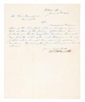 Letter Signed as Commissioner of the US Patent Office, about patent of the first electric motor in America