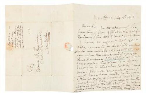 Fugitive slave as New York soldier in the War of 1812 - Autograph Letter Signed