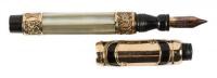 No. 15 "Turban Top" Eyedropper Fountain Pen, Mother-of-Pearl Slabs, Gold-Filled Filigree