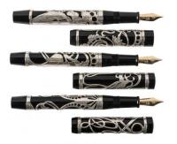 Mucha Series Sterling Silver Filigree Set of Three Limited Edition Fountain Pens