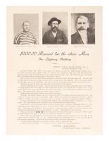 Wanted poster issued by the Placer County Sheriff, for the arrest of one Henry Wise, for robbing the stage between Auburn and Forest Hill, in the course of which he shot and killed one of the stage horses