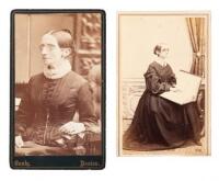 Two cartes de visite studio photographs of Laura Dewey Bridgman