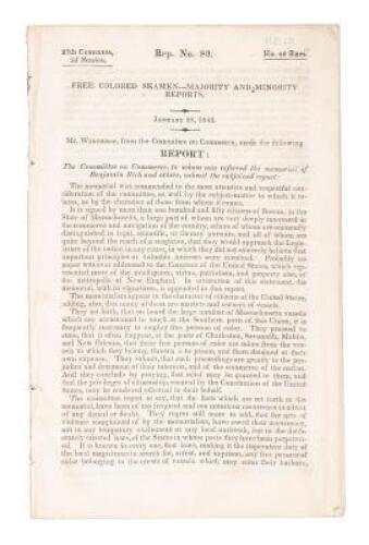 Free Colored Seamen - Majority and Minority Reports, January 20, 1843